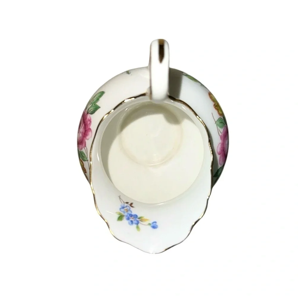 Royal Chelsea Vintage Porcelain Red Yellow Floral Gold Gilt Creamer